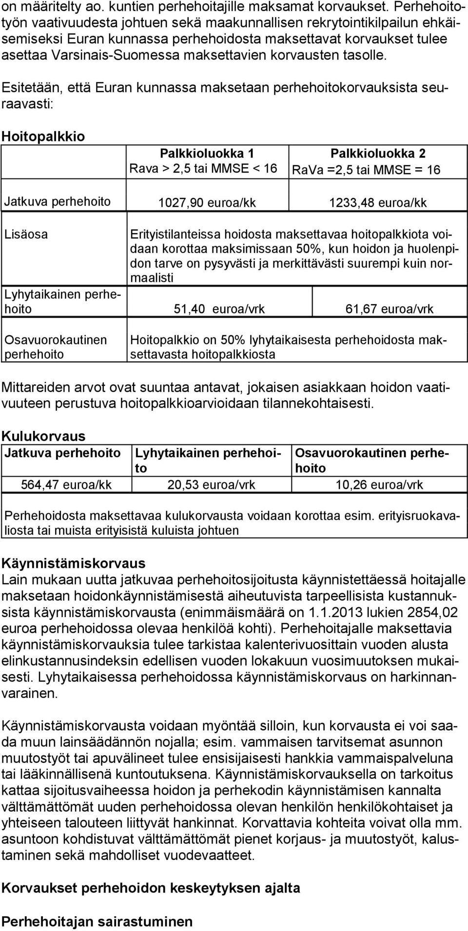 korvausten tasolle.