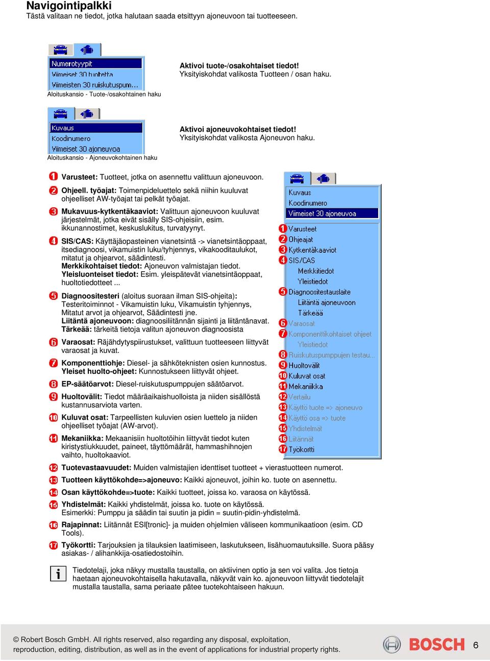 Aloituskansio - Ajoneuvokohtainen haku Varusteet: Tuotteet, jotka on asennettu valittuun ajoneuvoon. Ohjeell.