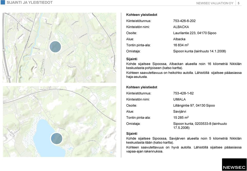 Lähistöllä sijaitsee pääasiassa haja-asutusta.