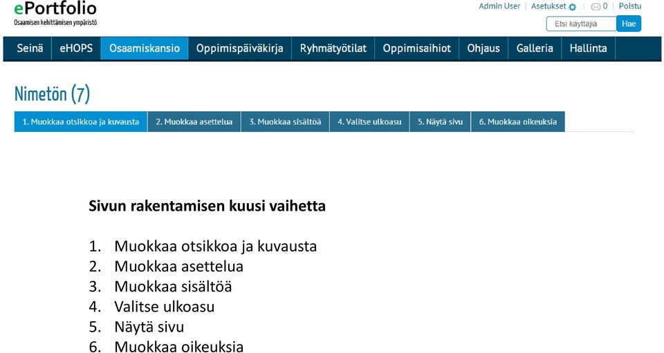 Muokkaa asettelua 3. Muokkaa sisältöä 4.