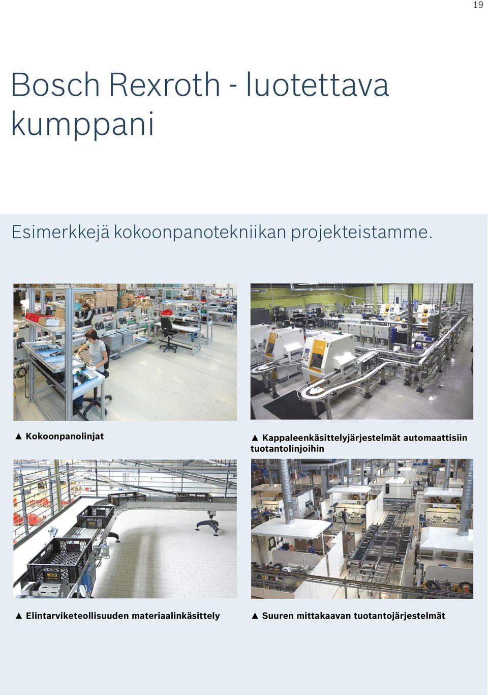 Kokoonpanolinjat Kappaleenkäsittelyjärjestelmät automaattisiin