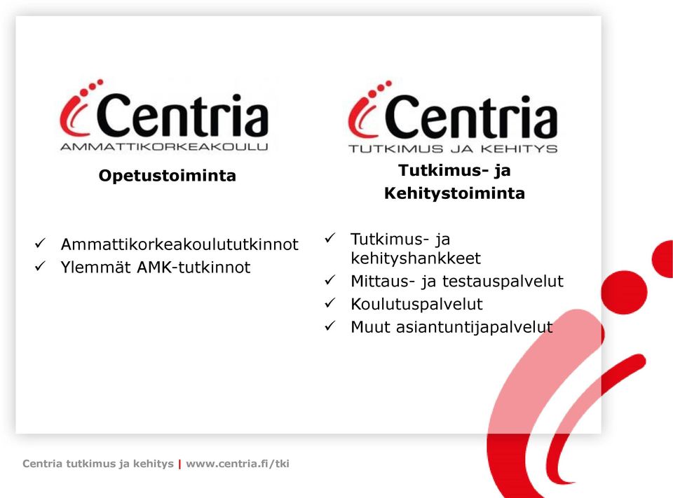 AMK-tutkinnot Tutkimus- ja kehityshankkeet