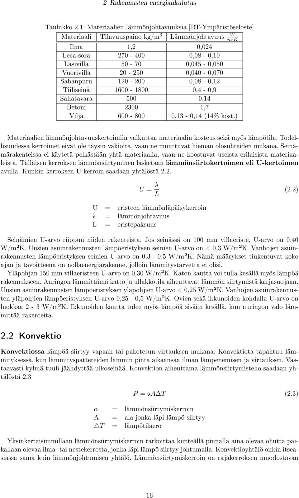 0,040-0,070 Sahanpuru 120-200 0,08-0,12 Tiiliseinä 1600-1800 0,4-0,9 Sahatavara 500 0,14 Betoni 2300 1,7 Vilja 600-800 0,13-0,14 (14% kost.