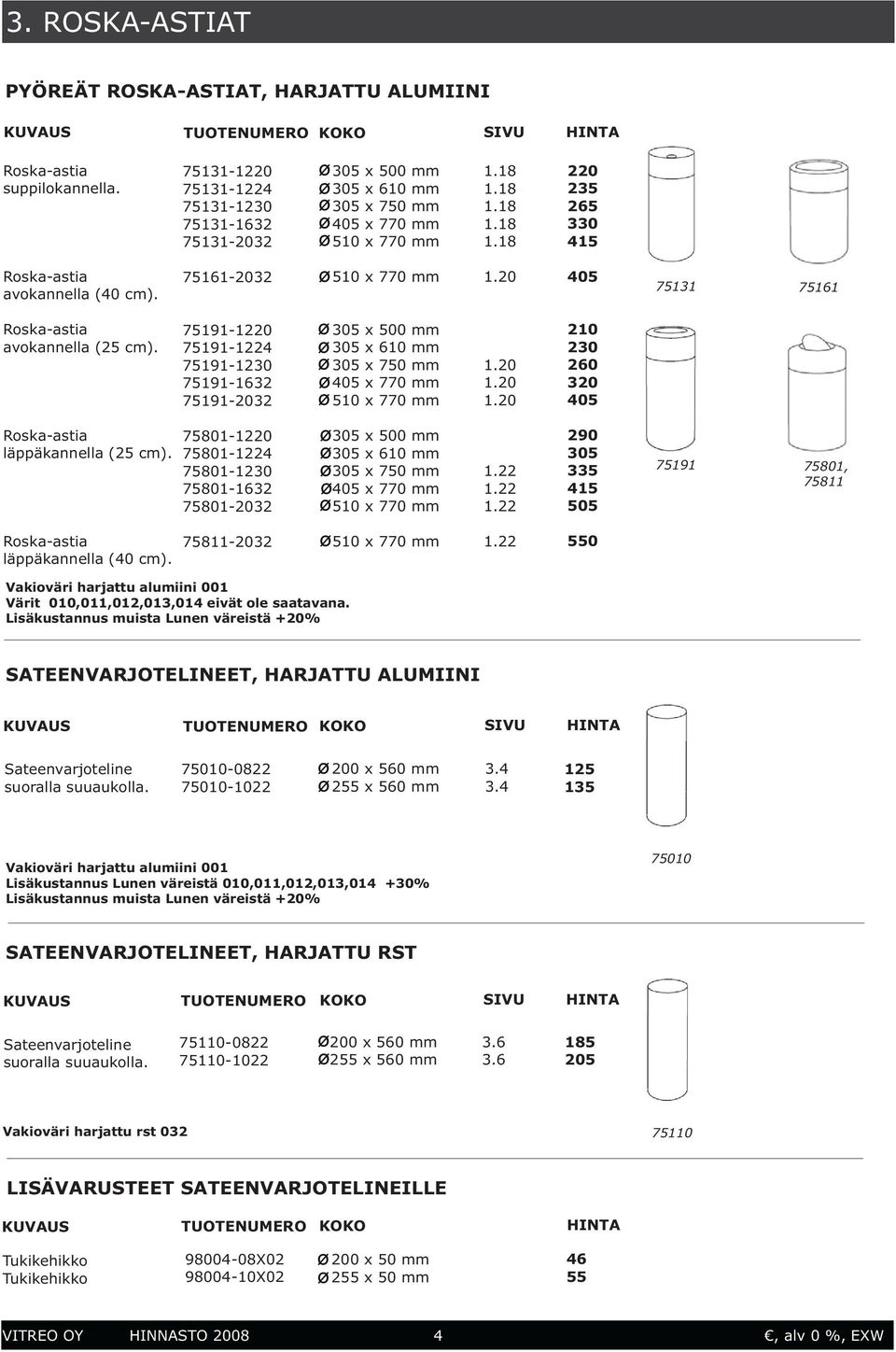 75191-1 75191-1224 75191-1230 75191-1632 75191-2032 305 x 500 mm 305 x 610 mm 305 x 750 mm 405 x 770 mm 510 x 770 mm 1.20 1.20 1.20 210 230 260 320 405 Roska-astia läppäkannella (25 cm).
