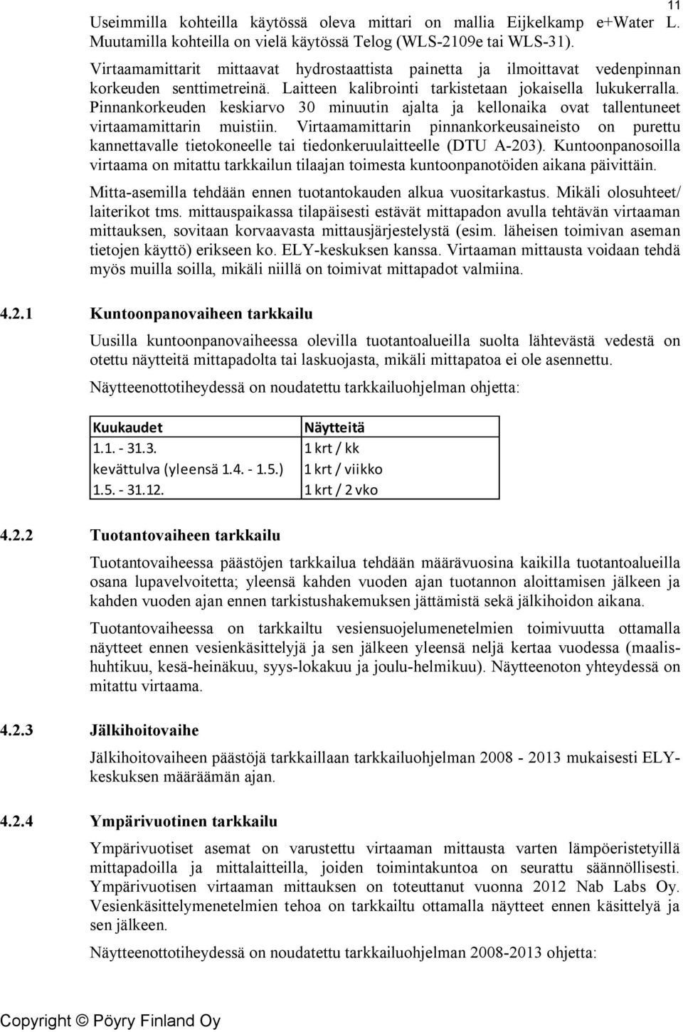 Pinnankorkeuden keskiarvo 30 minuutin ajalta ja kellonaika ovat tallentuneet virtaamamittarin muistiin.