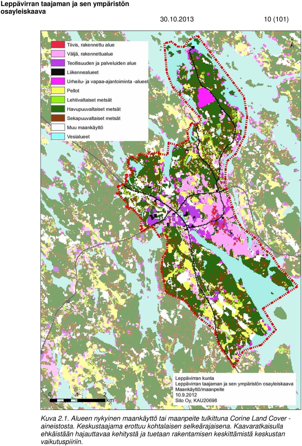 Keskustaajama erottuu kohtalaisen selkeärajaisena.