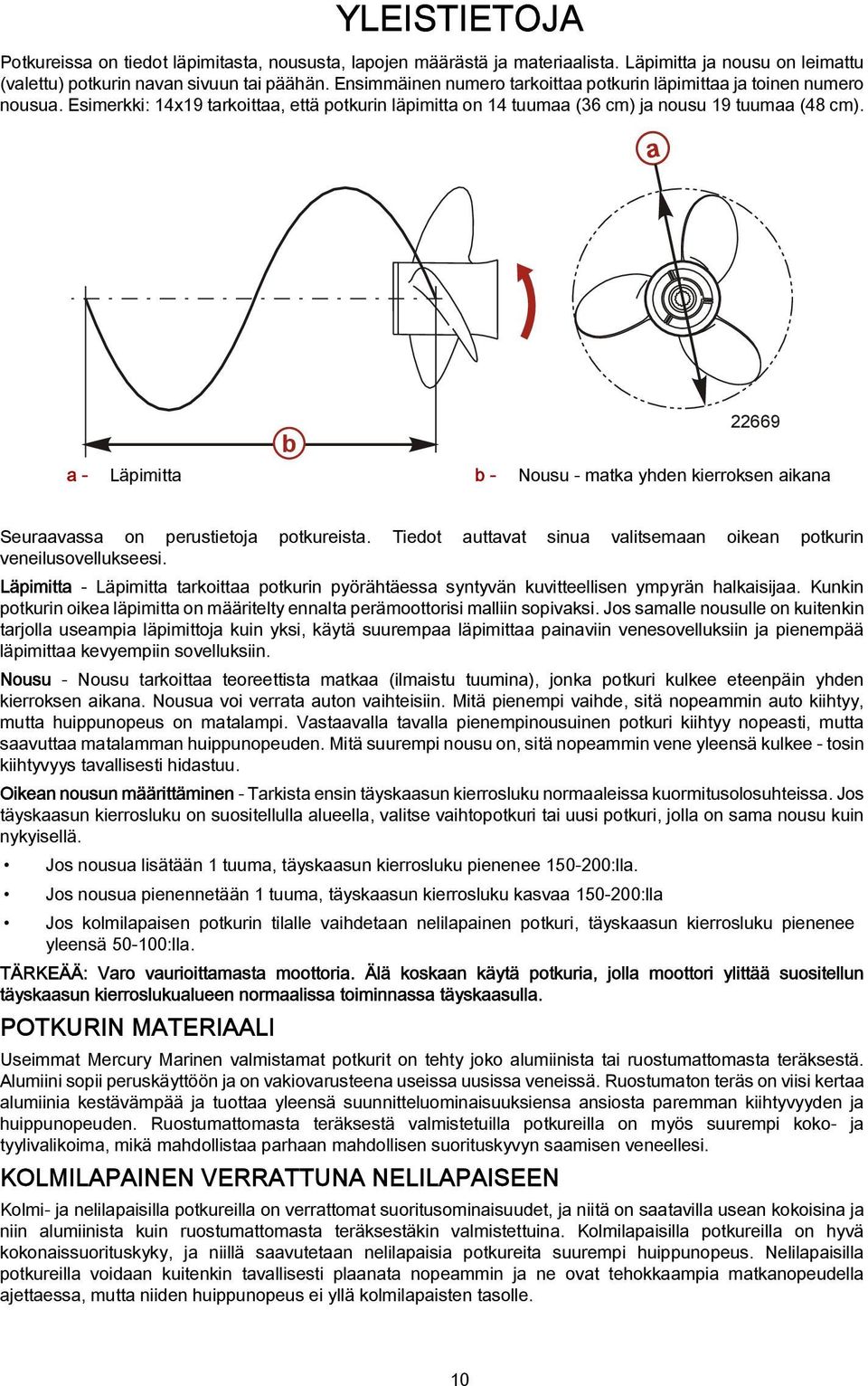 22669 - Läpimitt - Nousu - mtk yhden kierroksen ikn Seurvss on perustietoj potkureist. Tiedot uttvt sinu vlitsemn oiken potkurin veneilusovellukseesi.