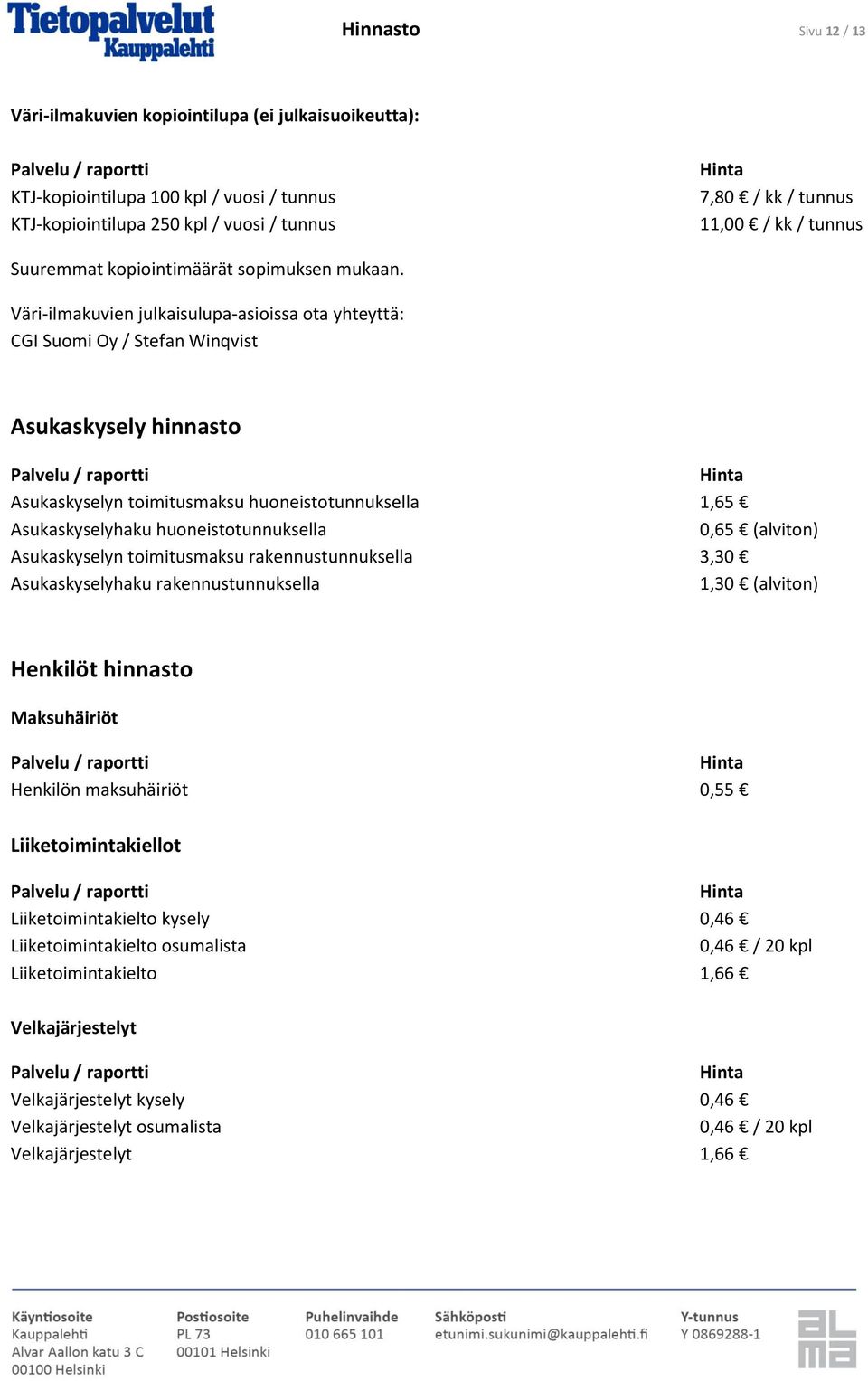 Väri-ilmakuvien julkaisulupa-asioissa ota yhteyttä: CGI Suomi Oy / Stefan Winqvist Asukaskysely hinnasto Asukaskyselyn toimitusmaksu huoneistotunnuksella 1,65 Asukaskyselyhaku huoneistotunnuksella