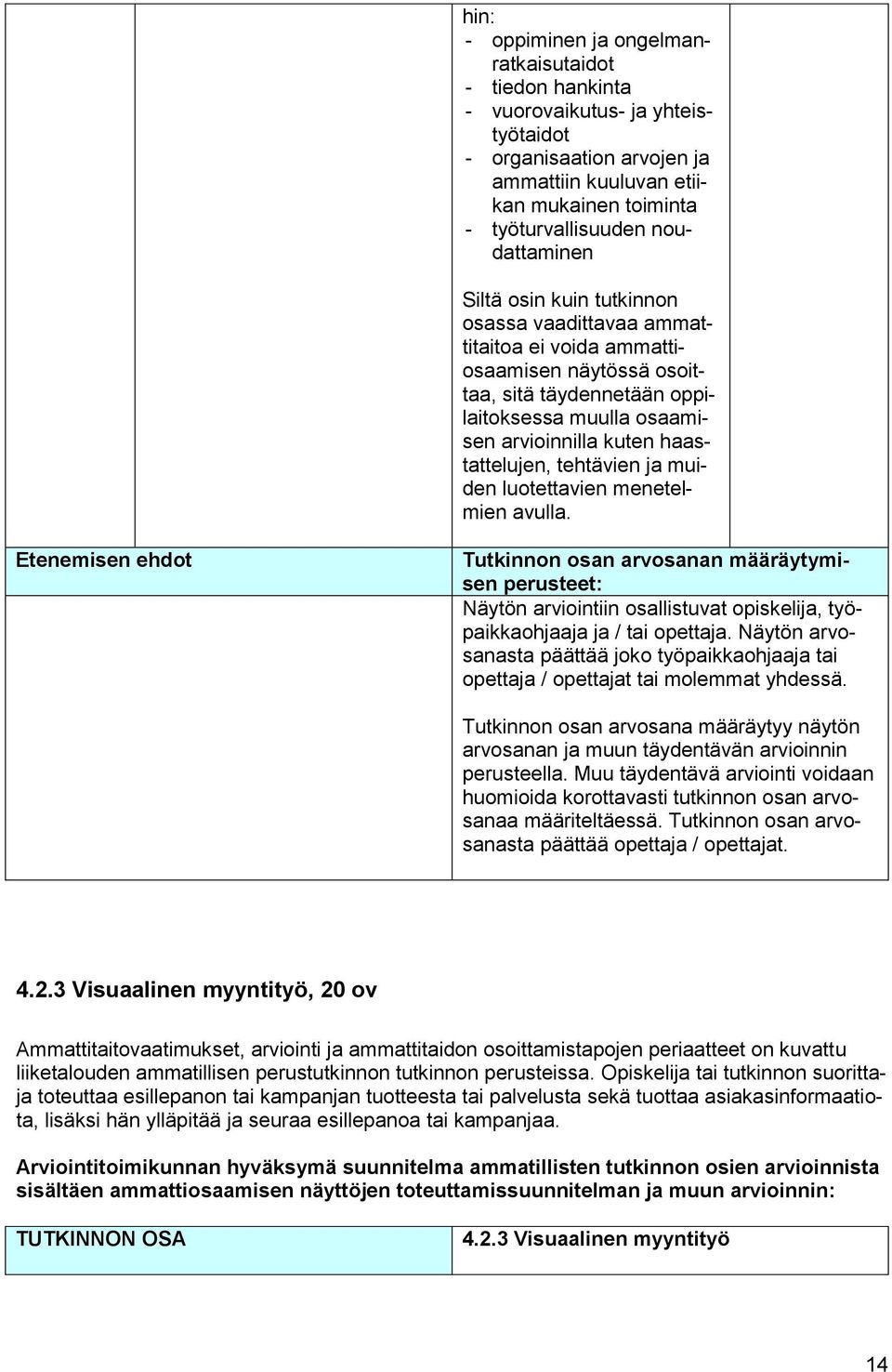 haastattelujen, tehtävien ja muiden luotettavien menetelmien avulla.