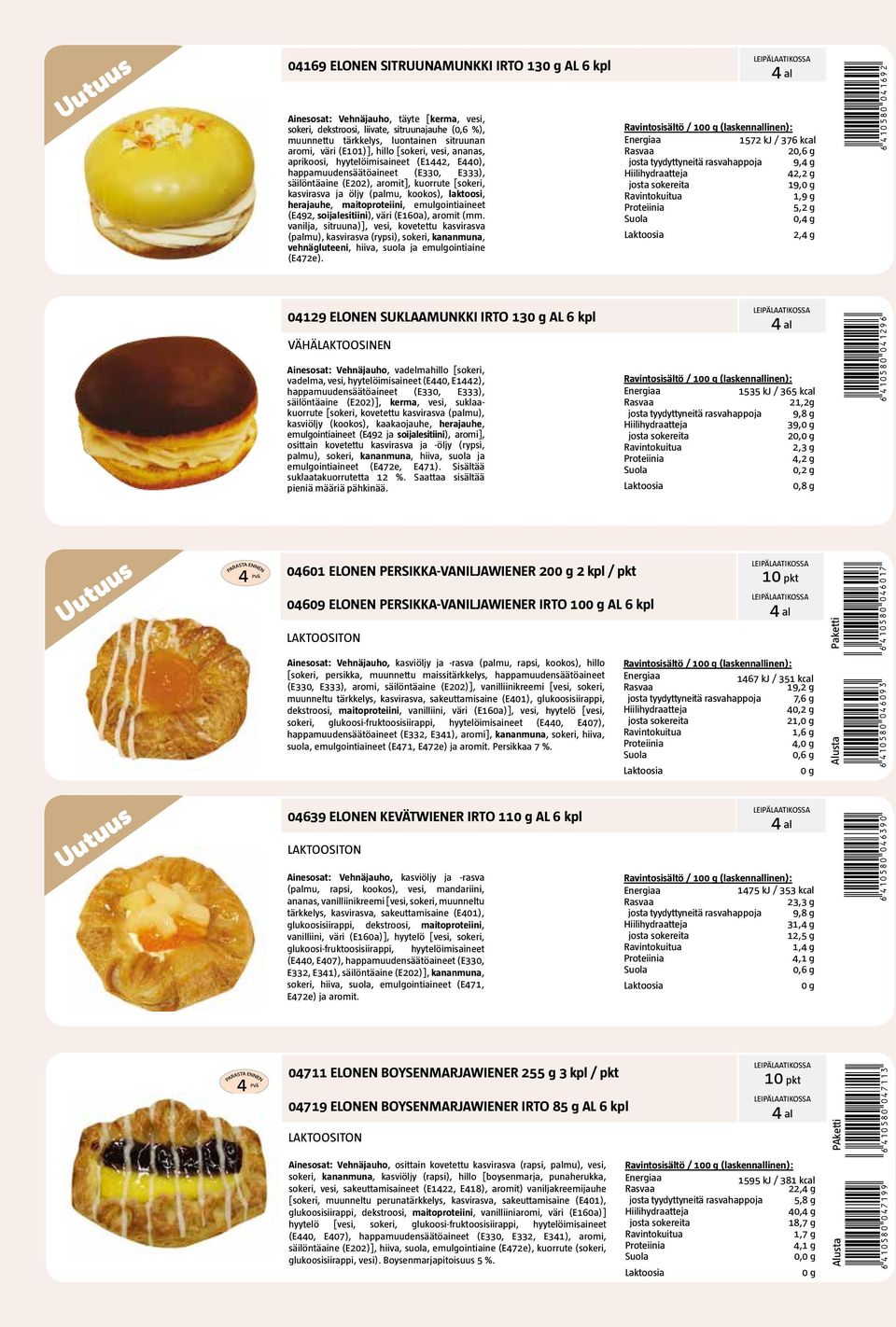 kookos), laktoosi, herajauhe, maitoproteiini, emulgointiaineet (E492, soijalesitiini), väri (E160a), aromit (mm.