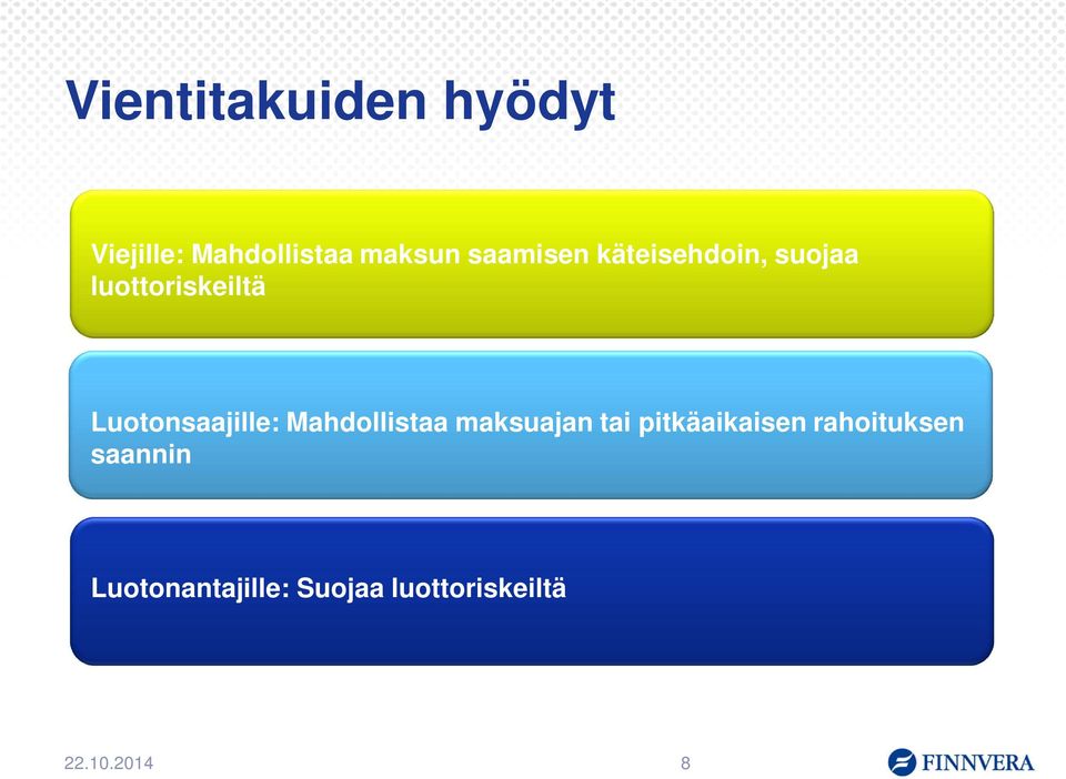 Luotonsaajille: Mahdollistaa maksuajan tai pitkäaikaisen