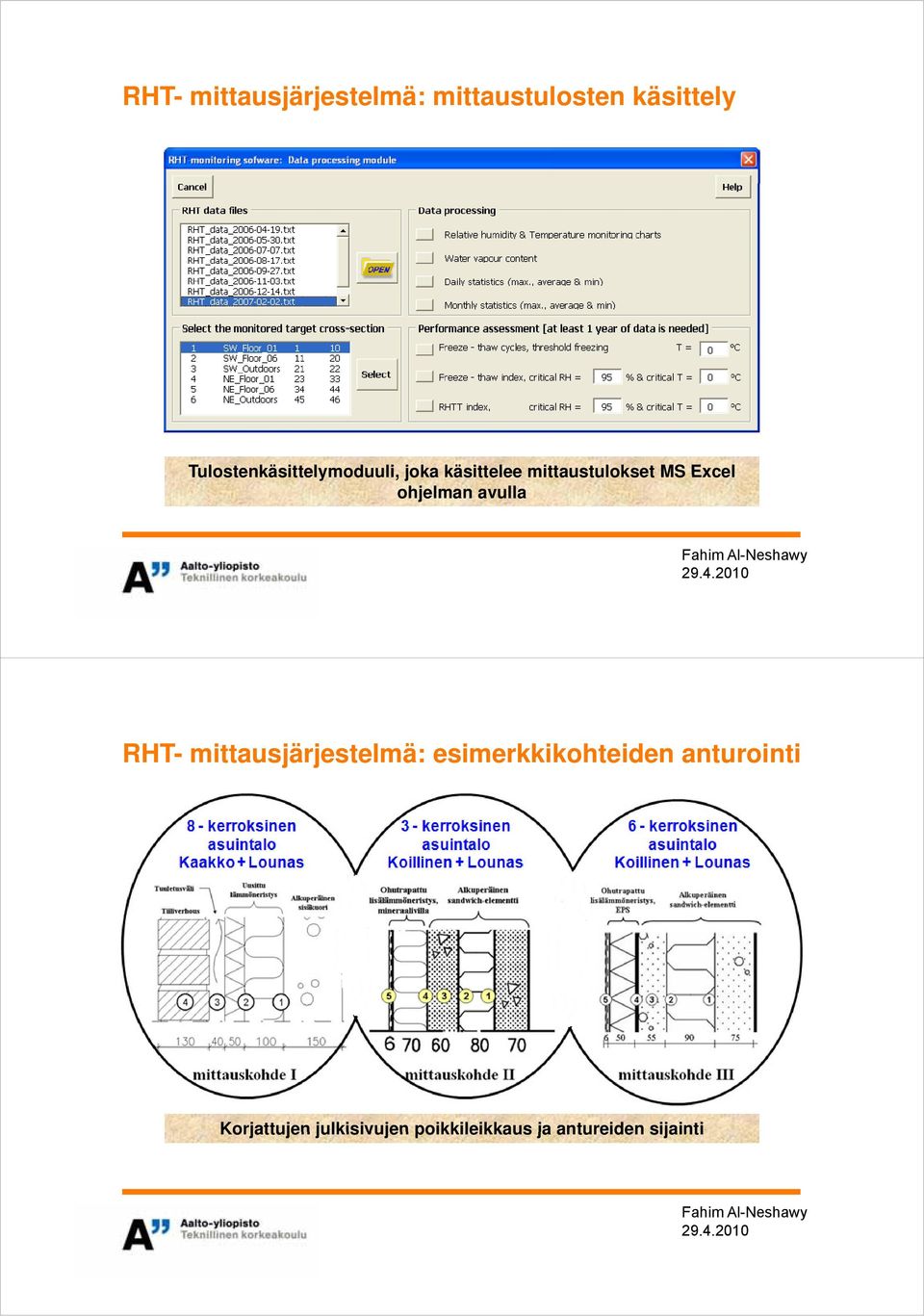 Excel ohjelman avulla RHT- mittausjärjestelmä: