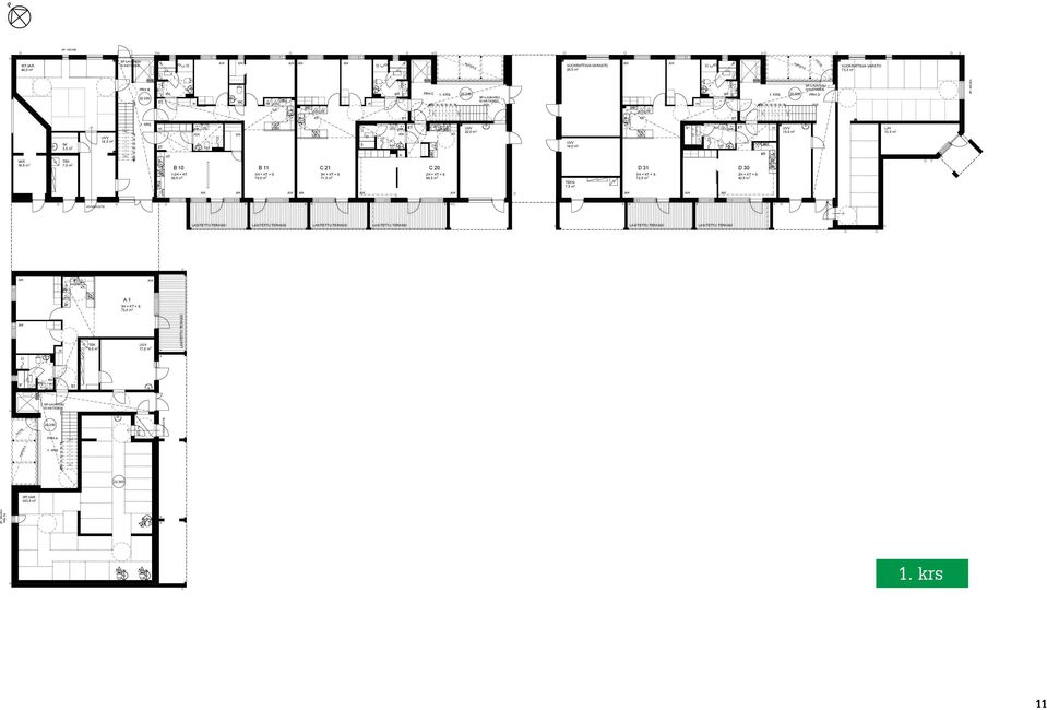 7,0 m 2 JK/ B 10 B 11 C 21 C 20 D 31 D 30 1-2H + 3H + + 3H + + 2H + + 3H + + 2H + + 39,5 m 2 78,0 m 2 71,5 m 2 46,5 m 2 72,5 m 2 43,5 m 2 TEKN.