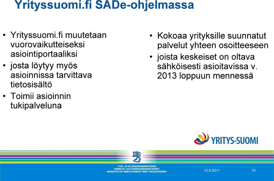 asioinnissa tarvittava tietosisältö Toimii asioinnin tukipalveluna Kokoaa