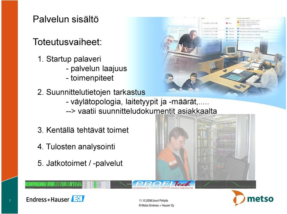 Suunnittelutietojen tarkastus väylätopologia, laitetyypit ja määrät,.