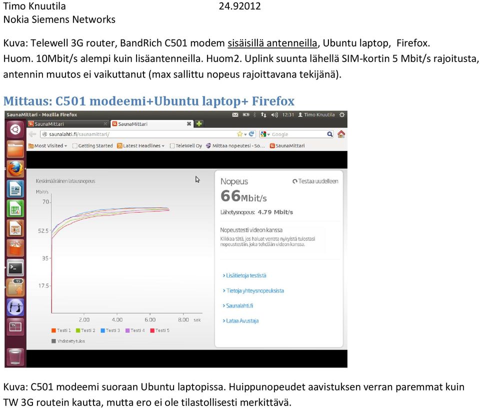 Uplink suunta lähellä SIM-kortin 5 Mbit/s rajoitusta, antennin muutos ei vaikuttanut (max sallittu nopeus rajoittavana