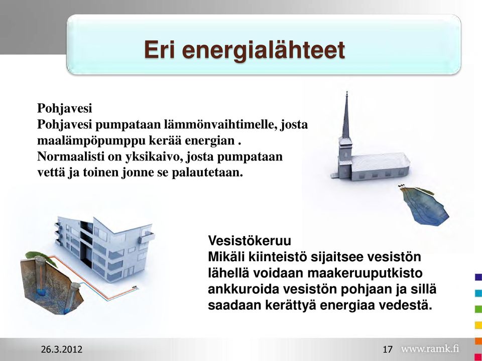 Normaalisti on yksikaivo, josta pumpataan vettä ja toinen jonne se palautetaan.