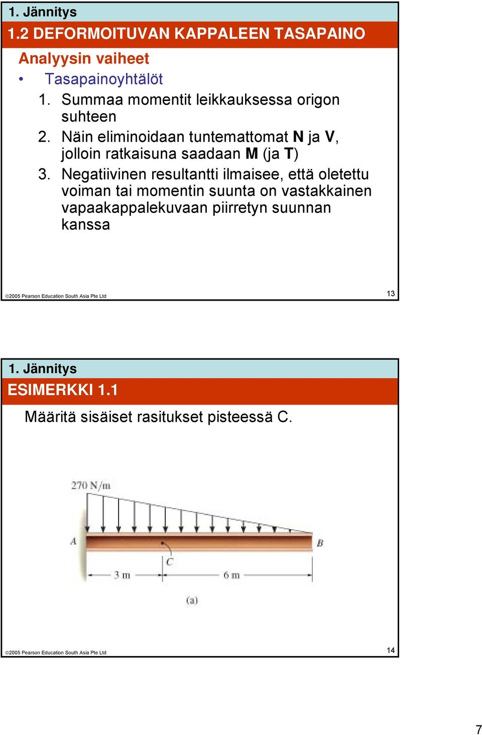 Näin eliminoidaan tuntemattomat N ja V, jolloin ratkaisuna saadaan M (ja T) 3.