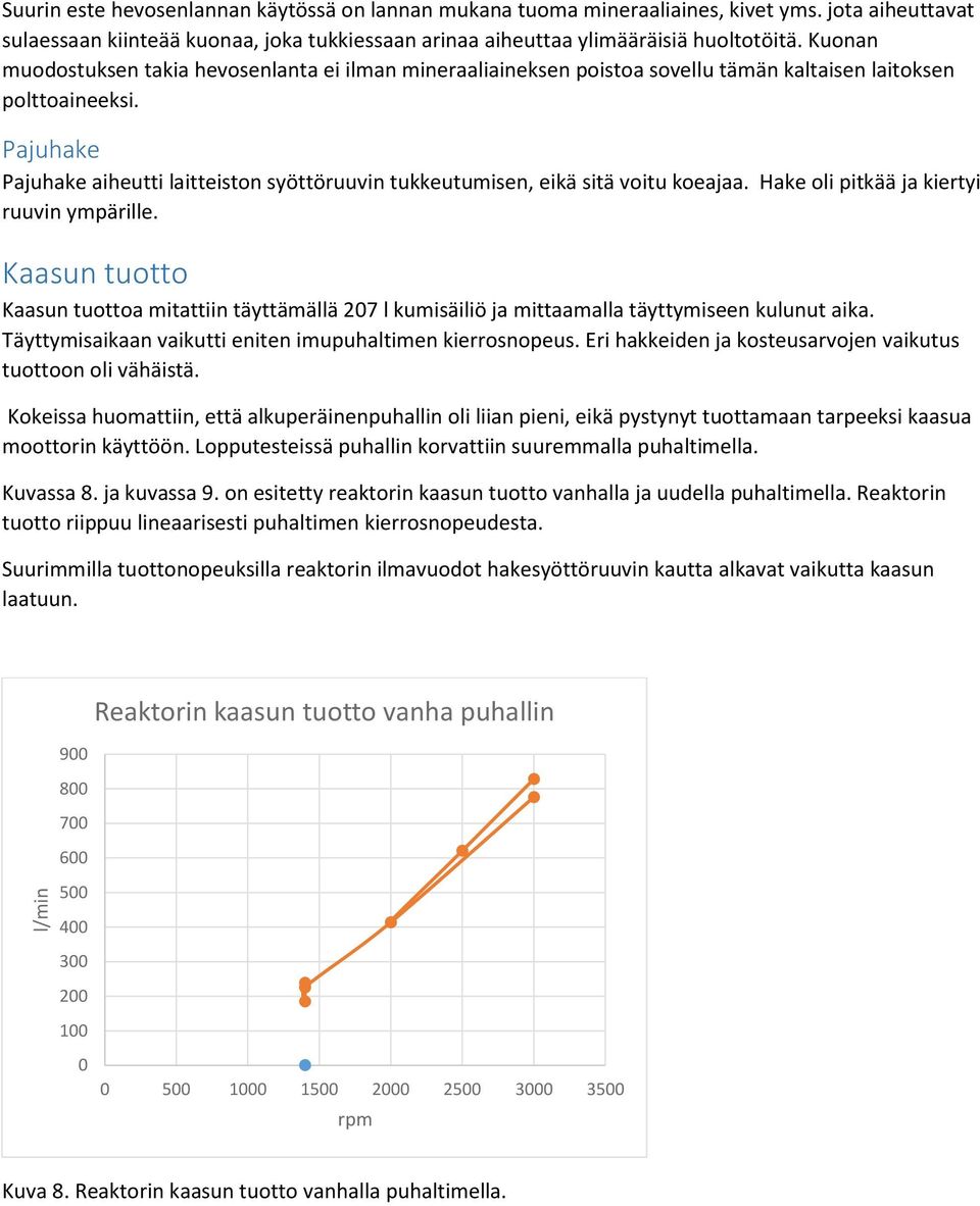 Pajuhake Pajuhake aiheutti laitteiston syöttöruuvin tukkeutumisen, eikä sitä voitu koeajaa. Hake oli pitkää ja kiertyi ruuvin ympärille.