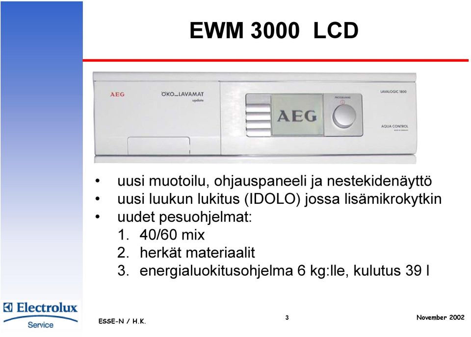 uudet pesuohjelmat: 1. 40/60 mix 2.