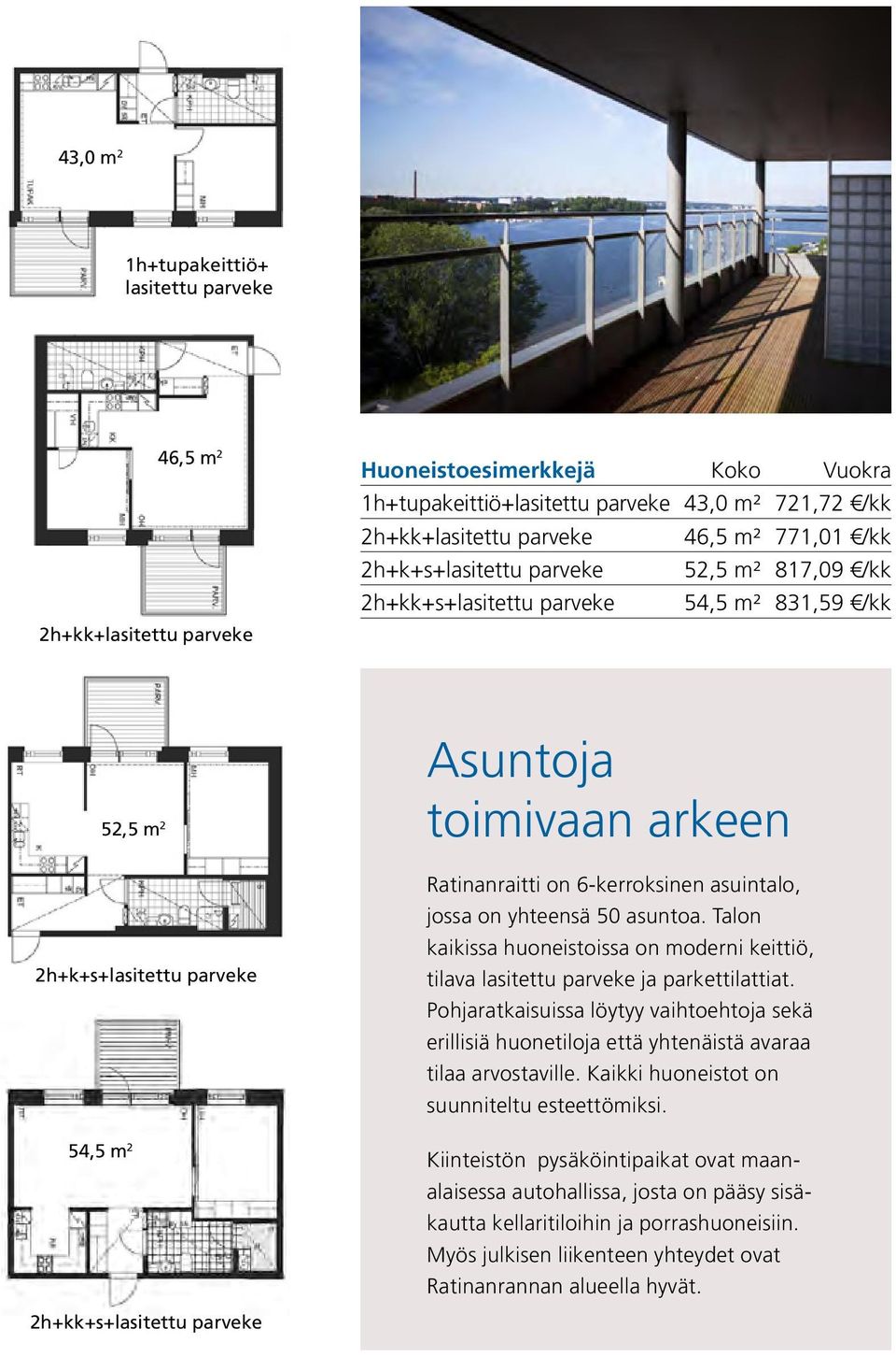 Ratinanraitti on 6-kerroksinen asuintalo, jossa on yhteensä 50 asuntoa. Talon kaikissa huoneistoissa on moderni keittiö, tilava lasitettu parveke ja parkettilattiat.