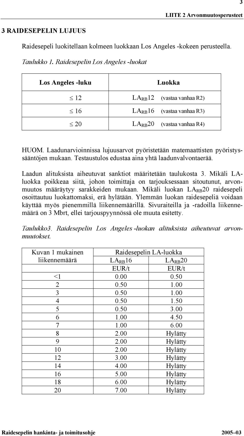 Laadunarvioinnissa lujuusarvot pyöristetään matemaattisten pyöristyssääntöjen mukaan. Testaustulos edustaa aina yhtä laadunvalvontaerää. Laadun alituksista aiheutuvat sanktiot määritetään taulukosta.