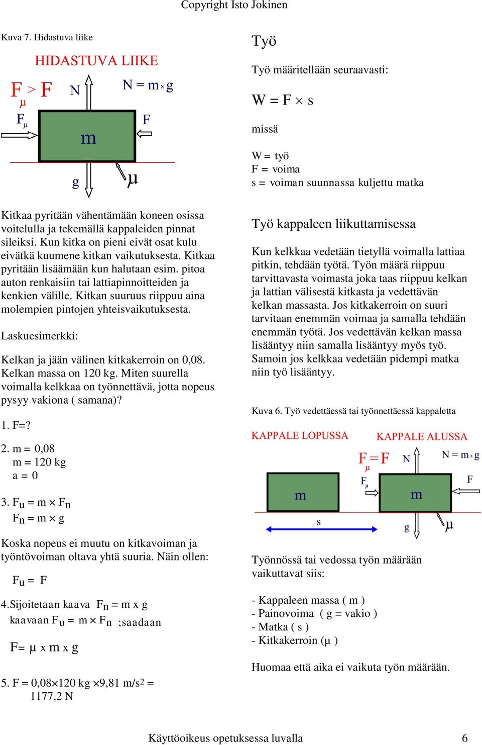 Kun kika on pieni eivä oa kulu eiväkä kuumene kikan vaikuukea. Kikaa pyriään liäämään kun haluaan eim. pioa auon renkaiiin ai laiapinnoieiden ja kenkien välille.