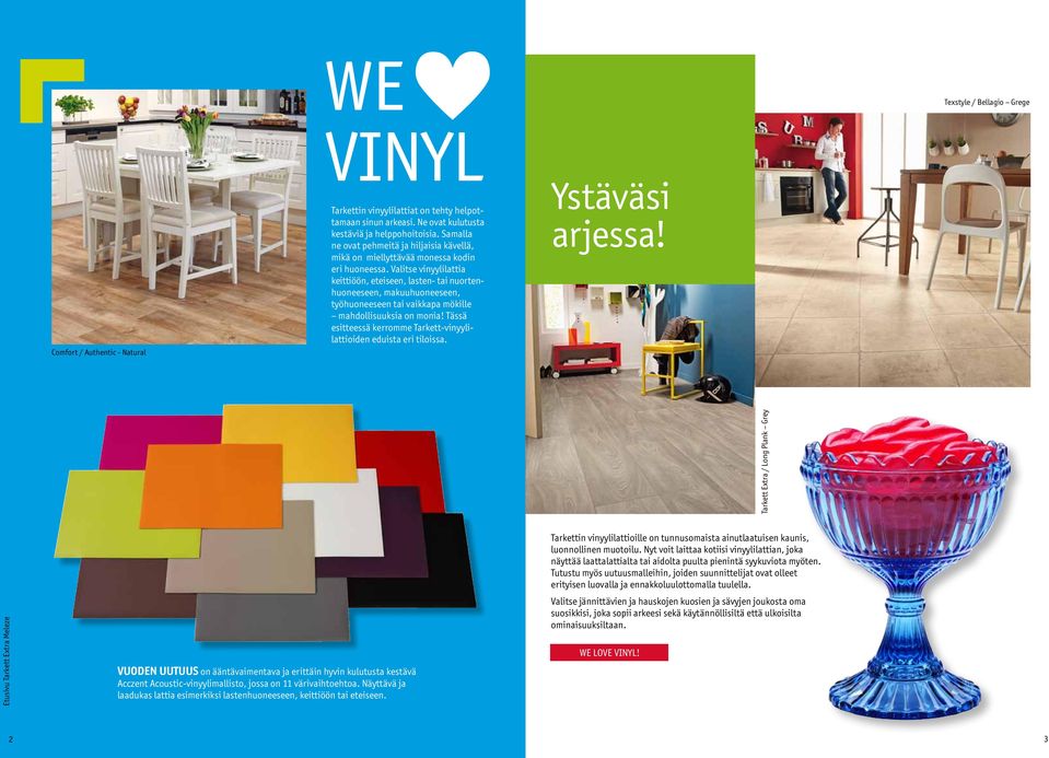 Valitse vinyylilattia keittiöön, eteiseen, lasten- tai nuortenhuoneeseen, makuuhuoneeseen, työhuoneeseen tai vaikkapa mökille mahdollisuuksia on monia!