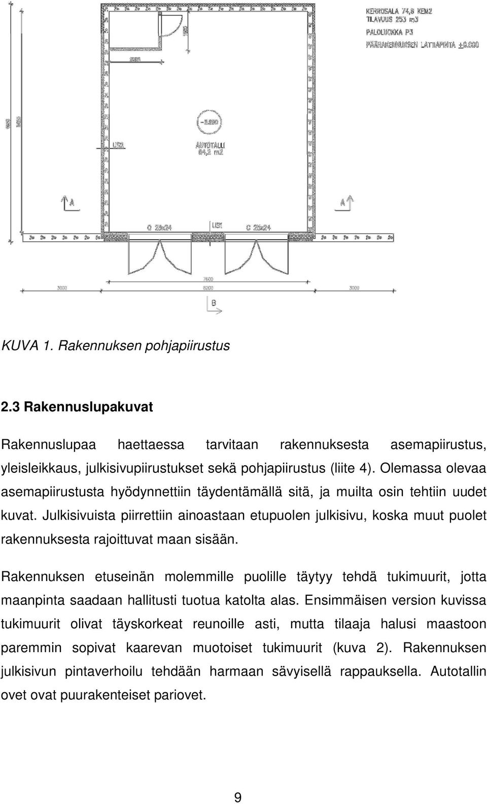 Julkisivuista piirrettiin ainoastaan etupuolen julkisivu, koska muut puolet rakennuksesta rajoittuvat maan sisään.
