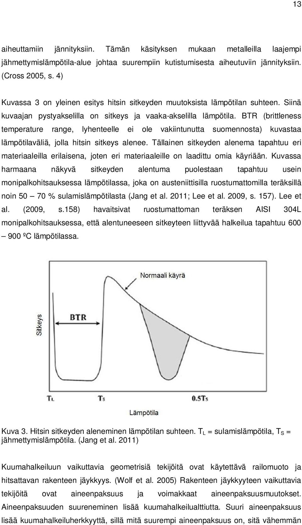 BTR (brittleness temperature range, lyhenteelle ei ole vakiintunutta suomennosta) kuvastaa lämpötilaväliä, jolla hitsin sitkeys alenee.