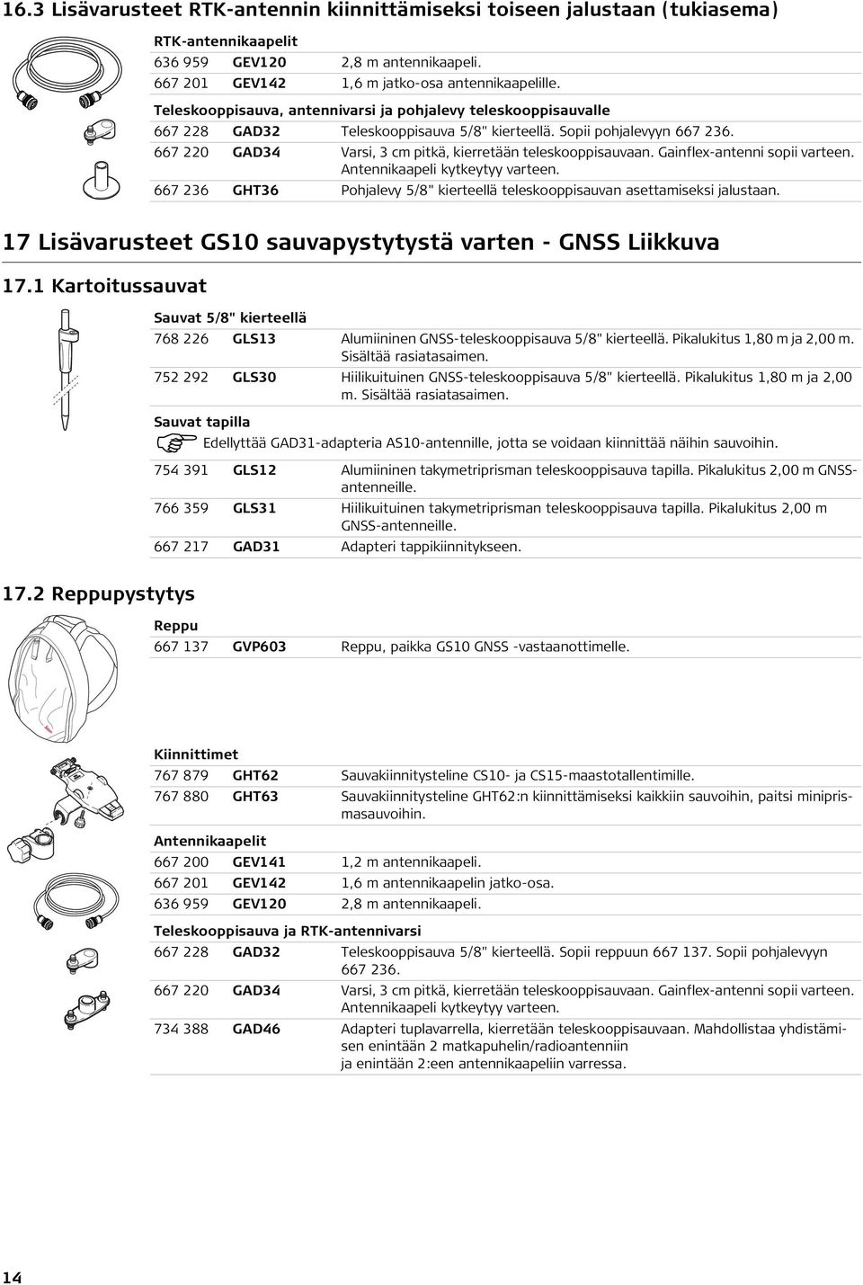 667 220 GAD34 Varsi, 3 cm pitkä, kierretään teleskooppisauvaan. Gainflex-antenni sopii varteen. Antennikaapeli kytkeytyy varteen.