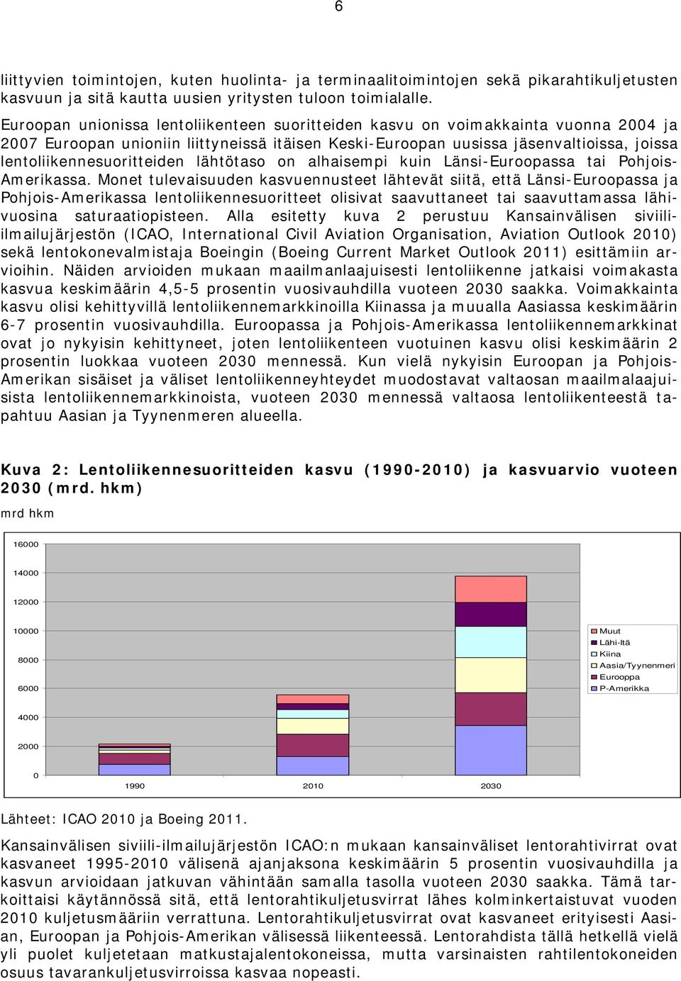 lentoliikennesuoritteiden lähtötaso on alhaisempi kuin Länsi-Euroopassa tai Pohjois- Amerikassa.