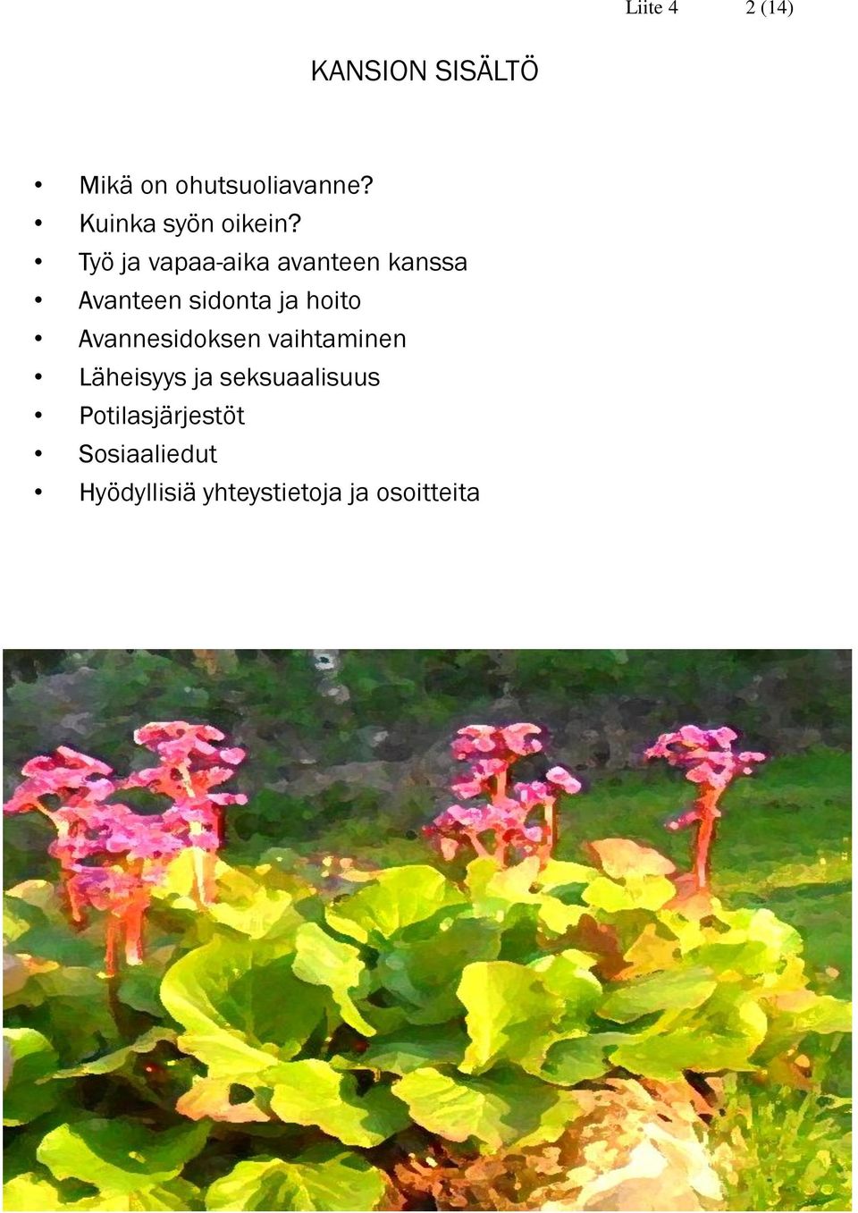 Työ ja vapaa-aika avanteen kanssa Avanteen sidonta ja hoito