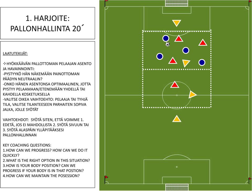 PARHAITEN SOPIVA JALKA, JOLLE SYÖTÄT VAIHTOEHDOT: SYÖTÄ SITEN, ETTÄ VOIMME 1. EDETÄ, JOS EI MAHDOLLISTA 2. SYÖTÄ SIVUUN TAI 3.