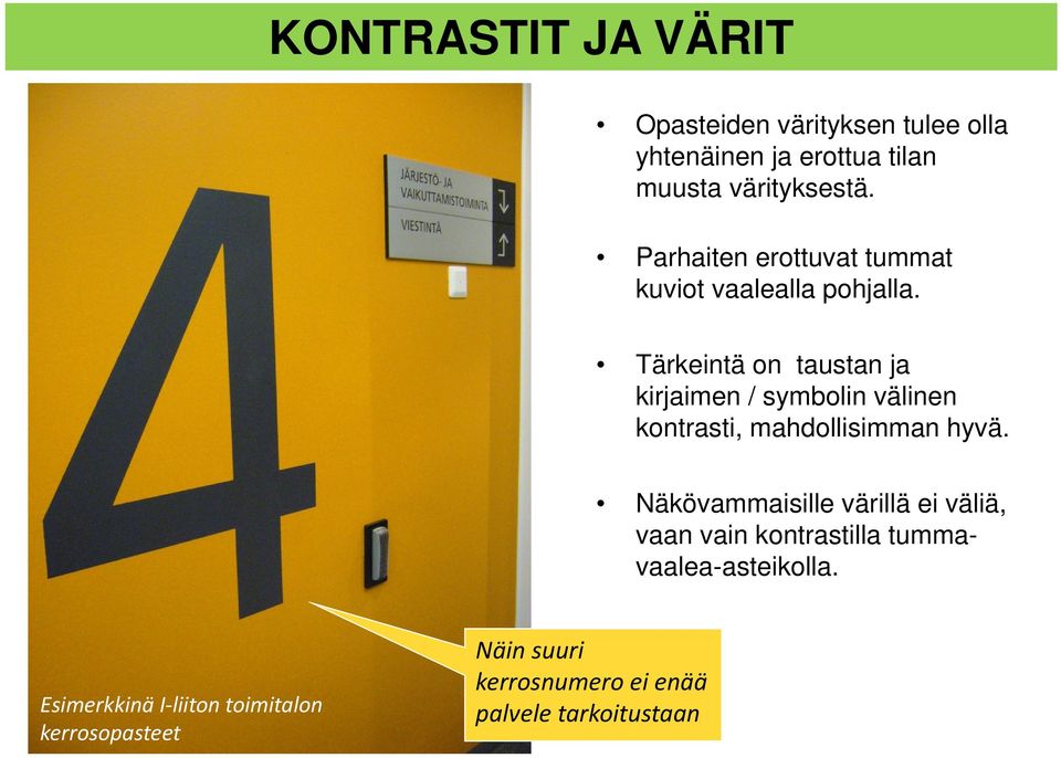 Tärkeintä on taustan ja kirjaimen / symbolin välinen kontrasti, mahdollisimman hyvä.