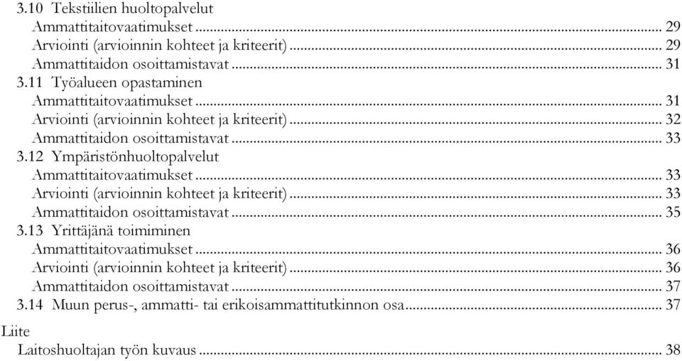 .. 33 Ammattitaitovaatimukset... 33 Arviointi (arvioinnin kohteet ja kriteerit)... 33 Ammattitaidon osoittamistavat... 35 3.13 Yrittäjänä toimiminen... 36 Ammattitaitovaatimukset.