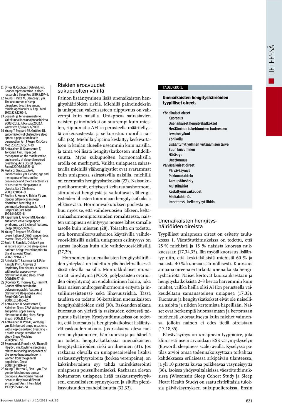 www.stm.fi/julkaisut/2002 14 Young T, Peppard PE, Gottlieb DJ. Epidemiology of obstructive sleep apnea: a population health perspective. Am J Respir Crit Care Med 2002;165:1217 39.