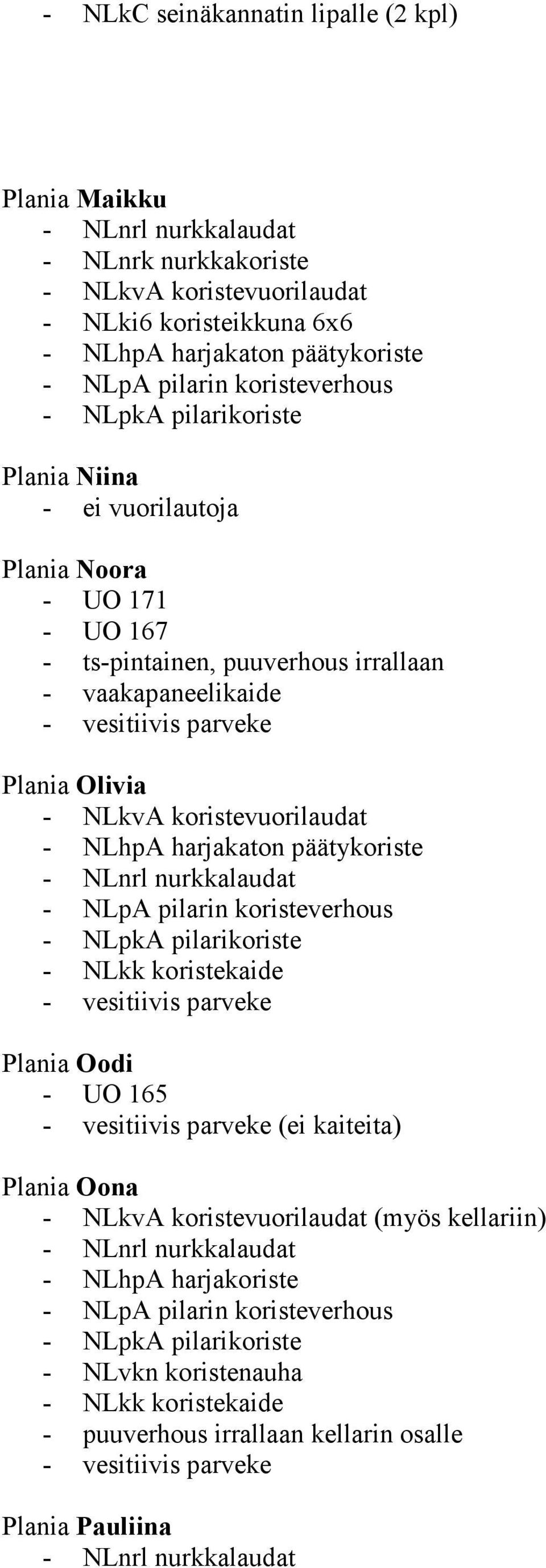 irrallaan - vaakapaneelikaide Plania Olivia Plania Oodi - UO 165 (ei kaiteita) Plania Oona