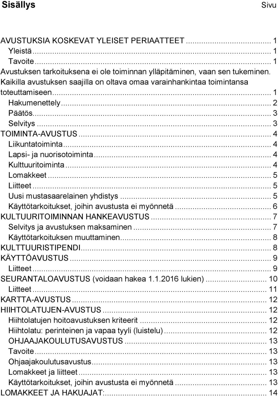 .. 4 Lapsi- ja nuorisotoiminta... 4 Kulttuuritoiminta... 4 Lomakkeet... 5 Liitteet... 5 Uusi mustasaarelainen yhdistys... 5 Käyttötarkoitukset, joihin avustusta ei myönnetä.