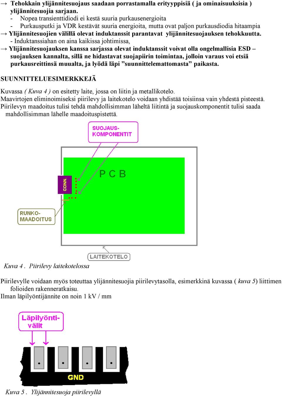 parantavat ylijännitesuojauksen tehokkuutta.