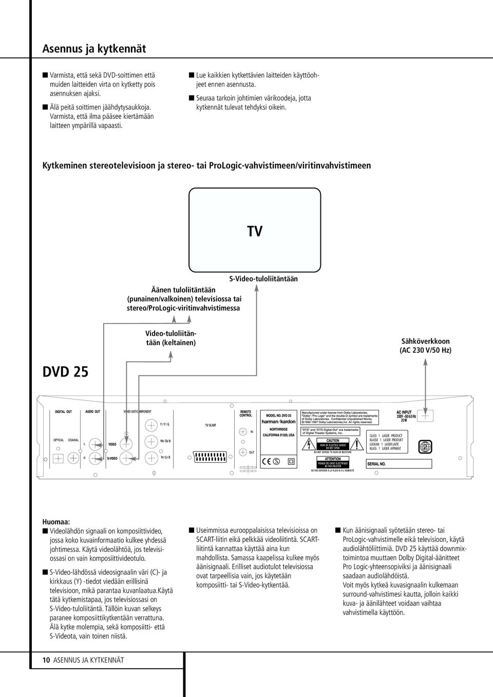 Seuraa tarkoin johtimien värikoodeja, jotta kytkennät tulevat tehdyksi oikein.