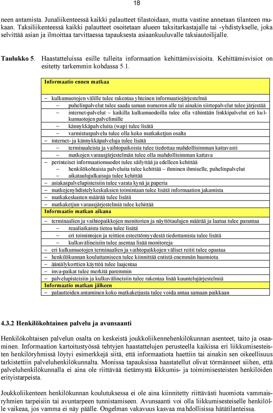 Haastatteluissa esille tulleita informaation kehittämisvisioita. Kehittämisvisiot on esitetty tarkemmin kohdassa 5.1.