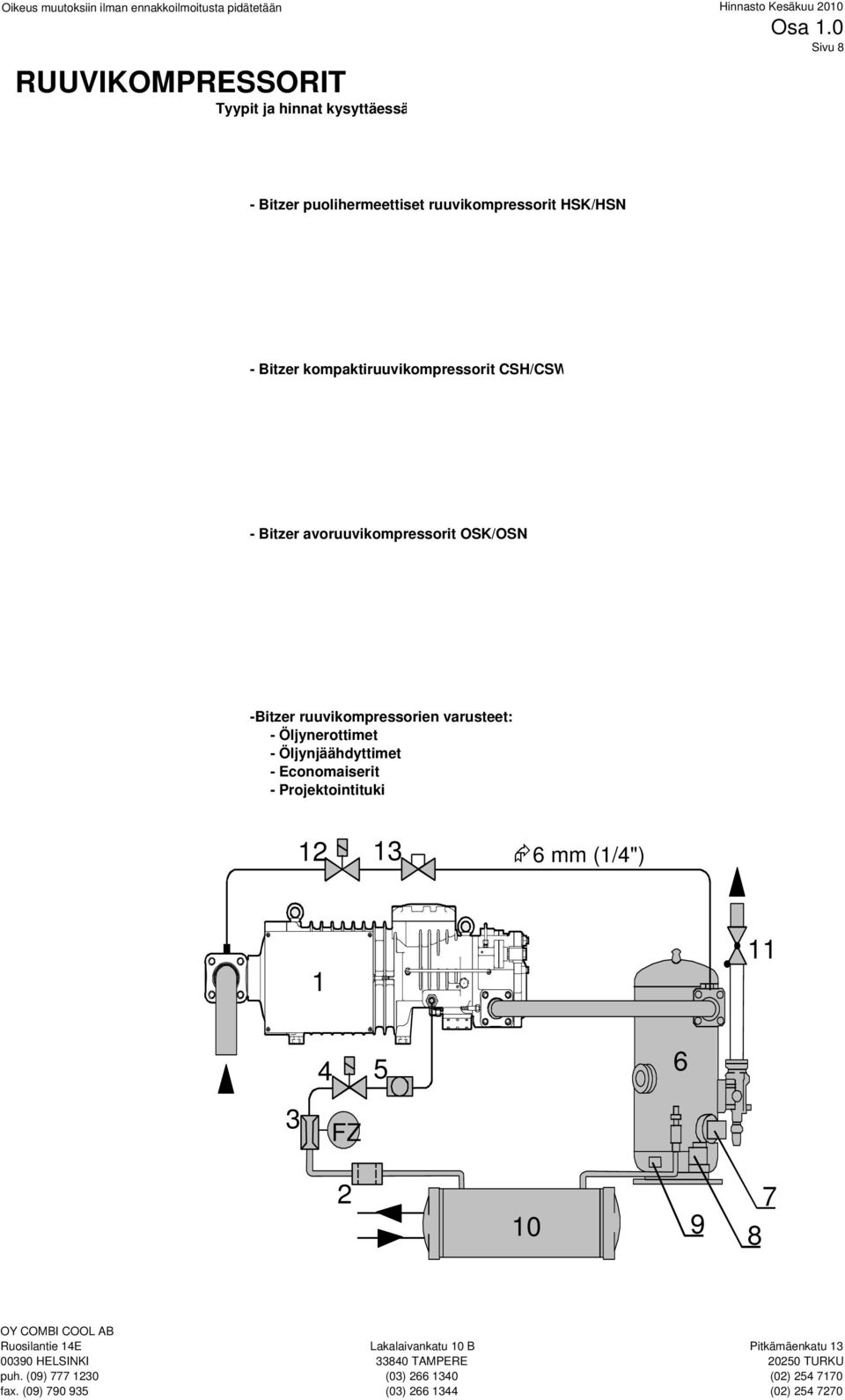 ruuvikompressorit HSK/HSN - Bitzer kompaktiruuvikompressorit CSH/CSW - Bitzer