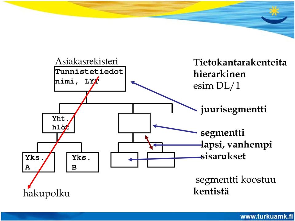 B Tietokantarakenteita hierarkinen esim DL/1