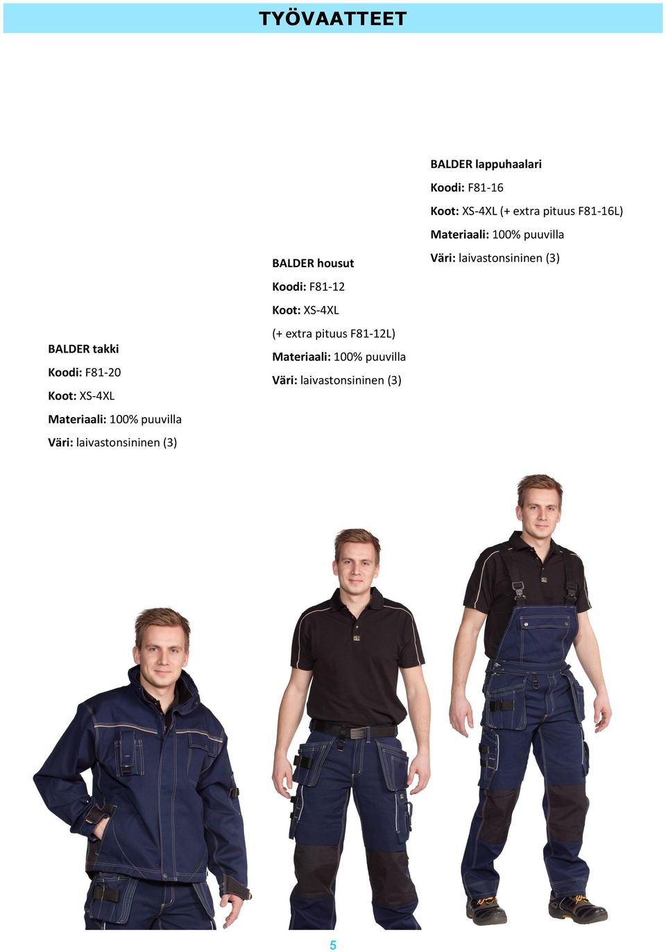 Materiaali: 100% puuvilla Väri: laivastonsininen (3) BALDER lappuhaalari Koodi: F81-16