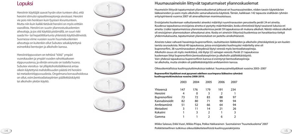 Heroiini on suurin yliannostuskuolemien aiheuttaja, ja jos sitä käyttää pistämällä, on suuri riski saada hiv- tai hepatiittitartunta yhteisistä käyttövälineistä.