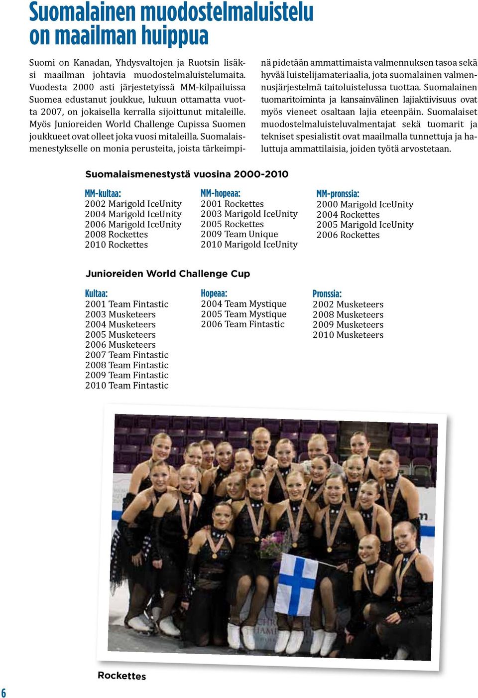 Myös Junioreiden World Challenge Cupissa Suomen joukkueet ovat olleet joka vuosi mitaleilla.