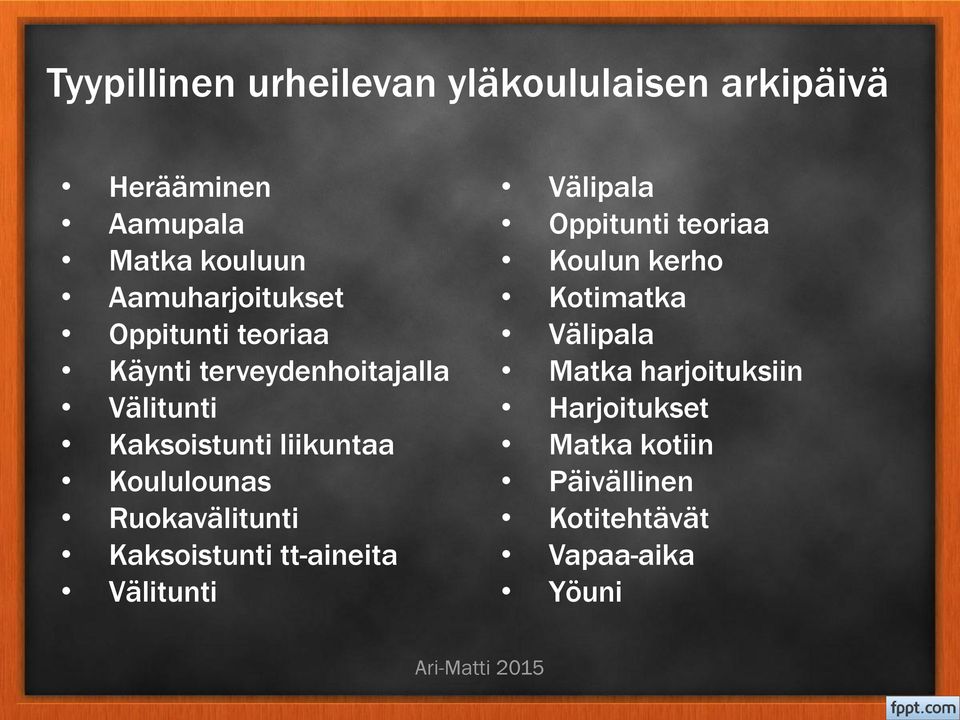 Koululounas Ruokavälitunti Kaksoistunti tt-aineita Välitunti Välipala Oppitunti teoriaa Koulun