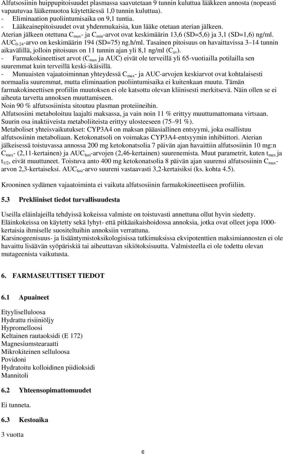 Aterian jälkeen otettuna C max - ja C min -arvot ovat keskimäärin 13,6 (SD=5,6) ja 3,1 (SD=1,6) ng/ml. AUC 0-24 -arvo on keskimäärin 194 (SD=75) ng.h/ml.