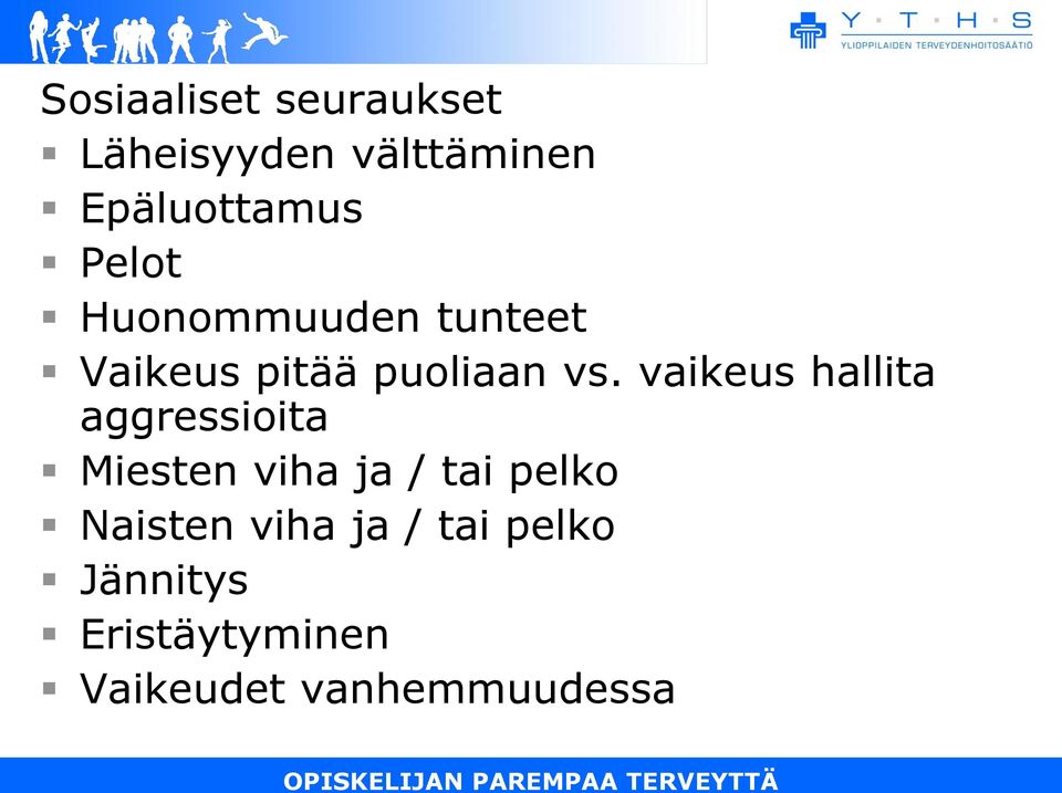 vaikeus hallita aggressioita Miesten viha ja / tai pelko